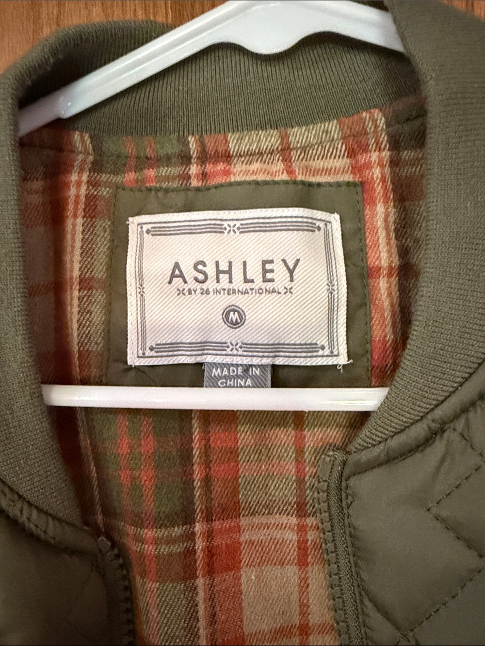 Ashley By 26 International Olive Green Quilted Bomber Jacket - Picture 2 of 5